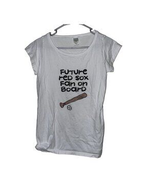 Future Red Sox Fan On Board T-Shirt M 100% Cotton White Short Sleeve